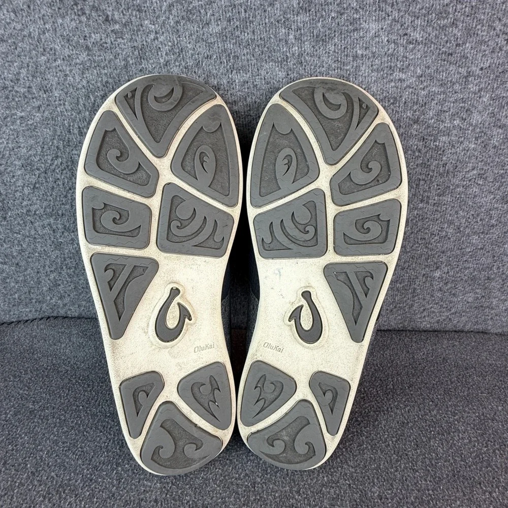 OluKai Nohea Moku Navy Blue Mesh Canvas Boat Shoes Mens 10